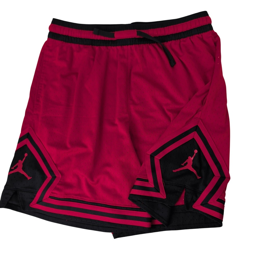 Jordan Mens Sport Diamond Basketball Shorts Gym Red Black 2XL DH9075-687